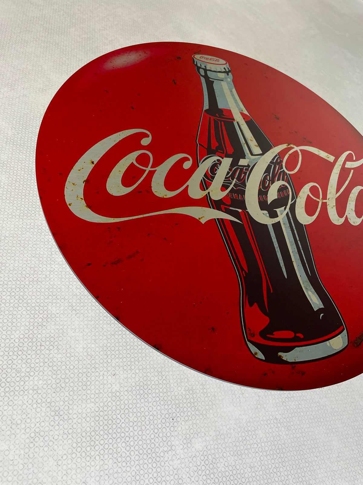 Reclamebord Coca Cola, aluminium, rvs look, afm 40x40 cm