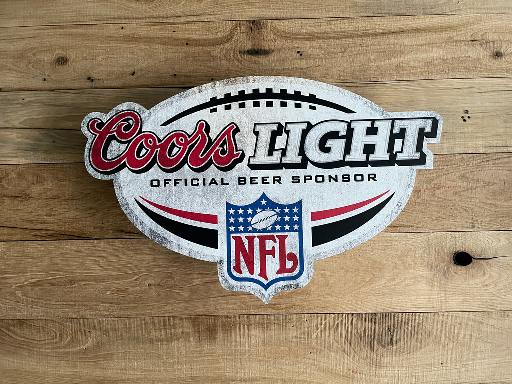 Reclamebord Coors Light NFL logo groot, 40x45cm, aluminium