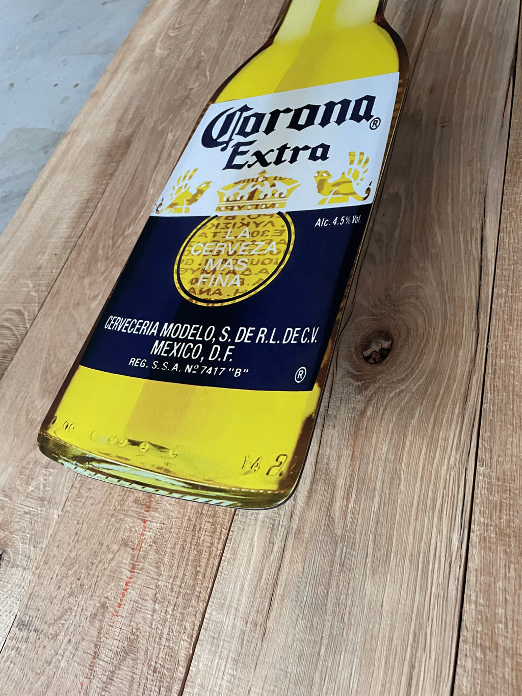 Reclamebord Corona fles groot, 70cm hoog, aluminium