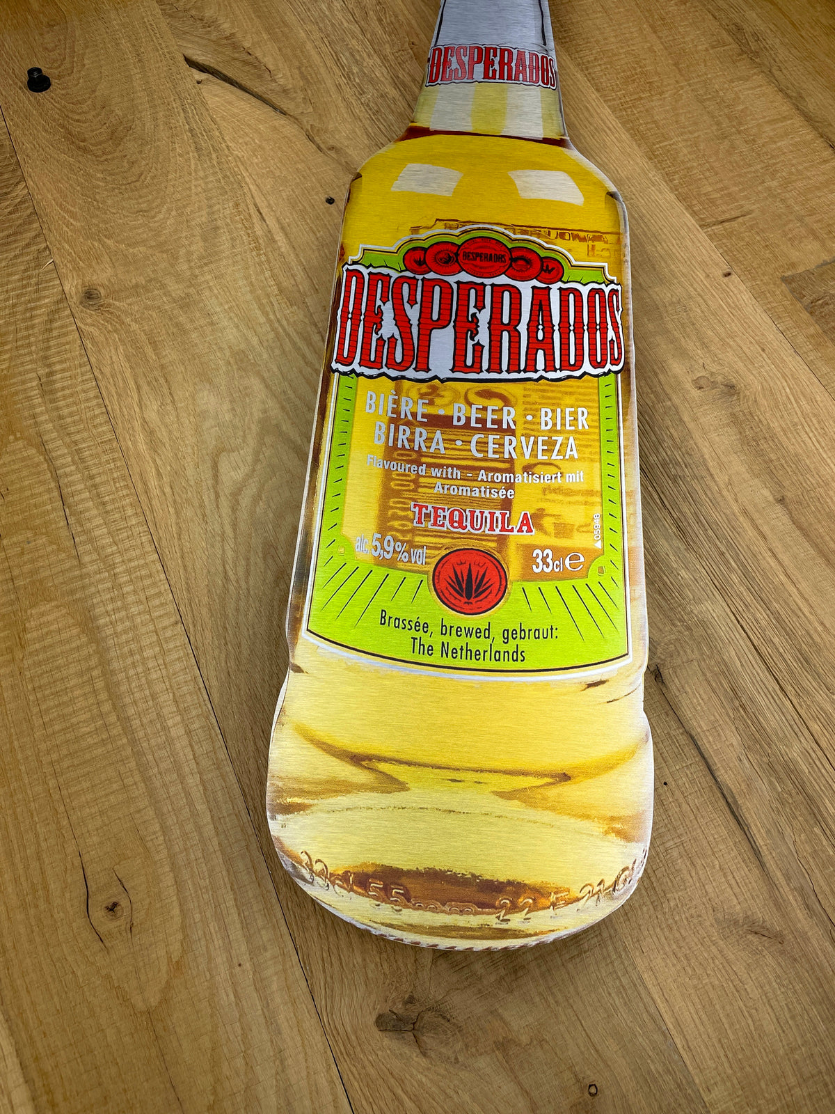 Reclamebord Desperado fles groot, aluminium, afm 18x70 cm