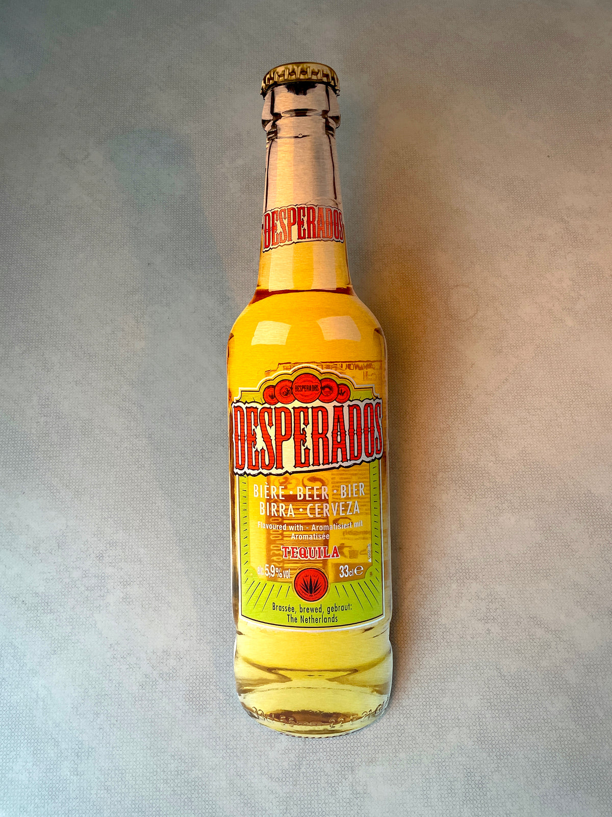 Reclamebord Desperado fles groot, aluminium, afm 18x70 cm