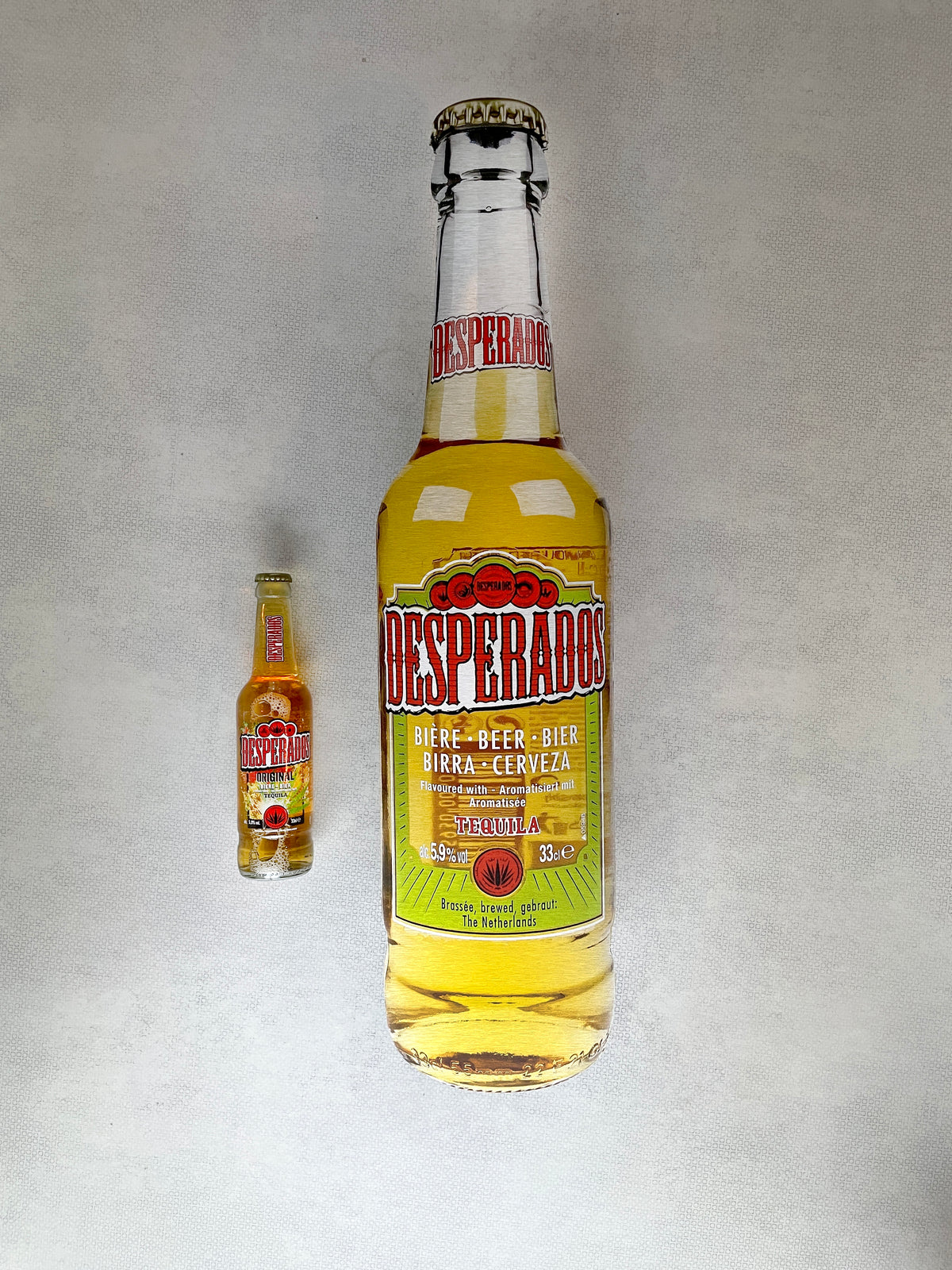 Reclamebord Desperado fles groot, aluminium, afm 18x70 cm