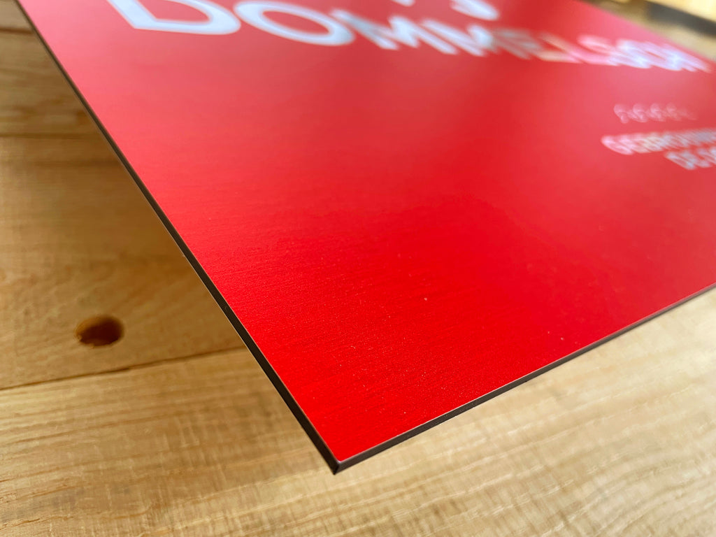 Reclamebord Dommelsch bier logo, aluminium, afm 36x57 cm