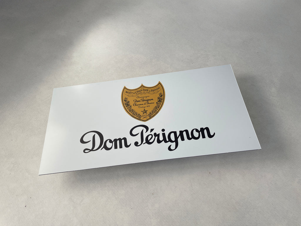 Reclamebord Dom Pérignon Champagne, aluminium, afm 59x29 cm