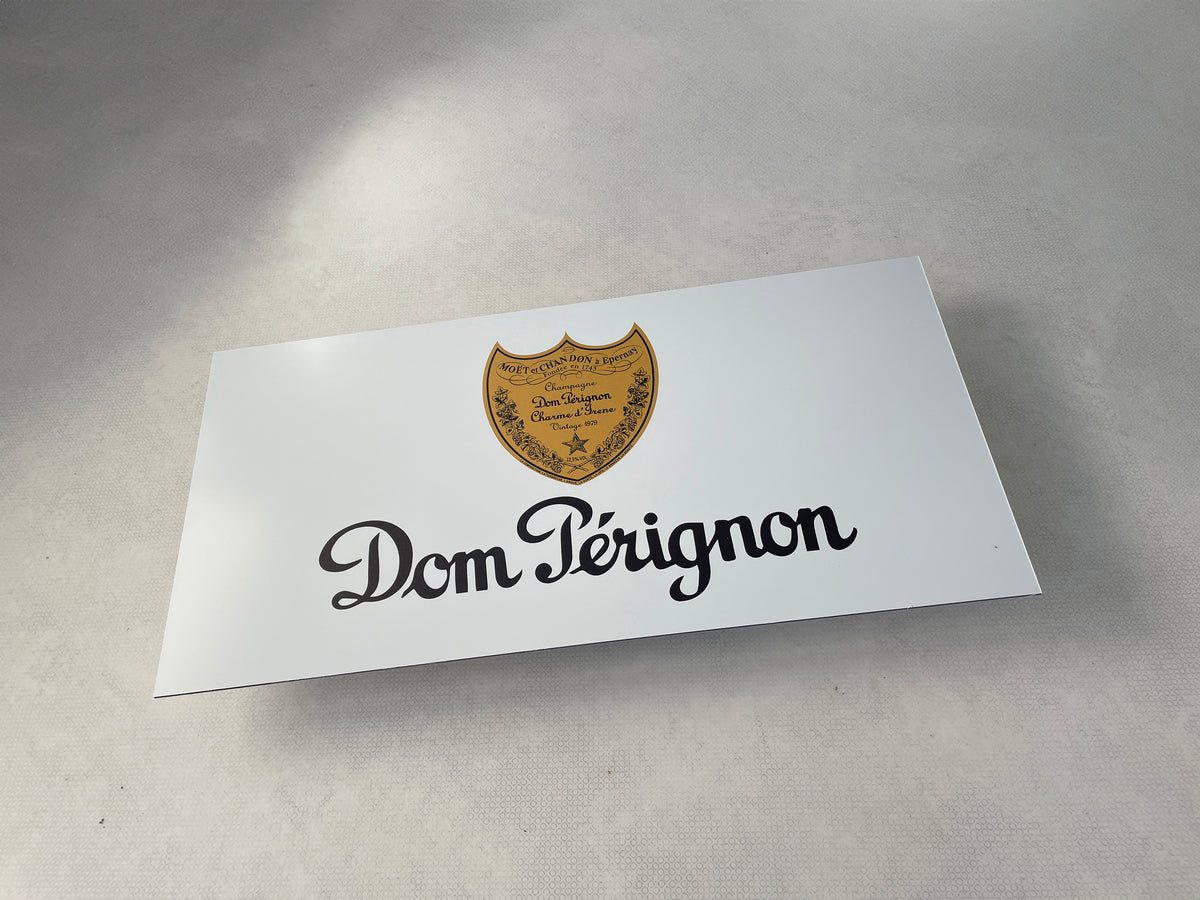 Reclamebord Dom Pérignon Champagne, aluminium, afm 59x29 cm