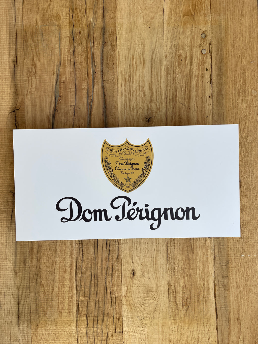Reclamebord Dom Pérignon Champagne, aluminium, afm 59x29 cm