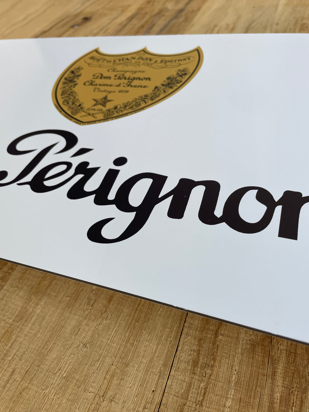 Reclamebord Dom Pérignon Champagne, aluminium, afm 59x29 cm