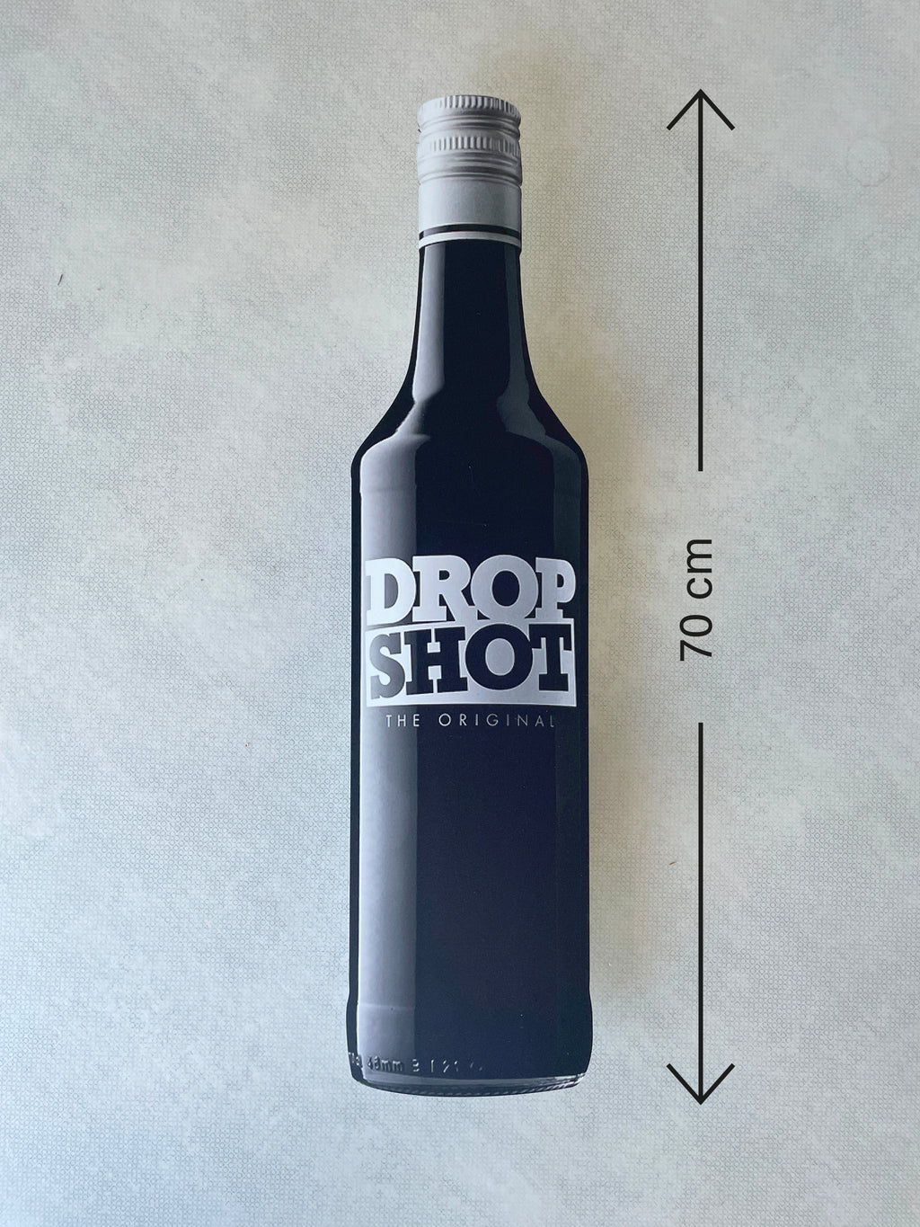 Reclamebord Dropshot fles groot, 70cm hoog, aluminium