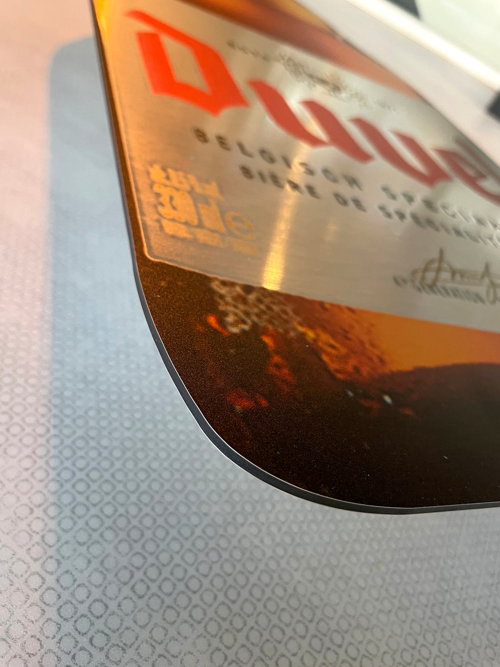Reclamebord Duvel bierfles bord groot, aluminium, afm28x70cm