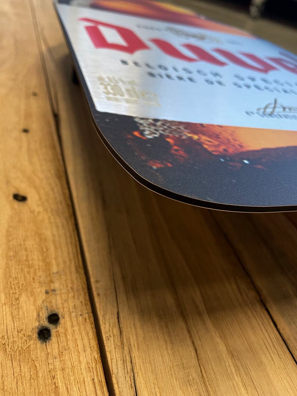 Reclamebord Duvel bierfles bord groot, aluminium, afm28x70cm