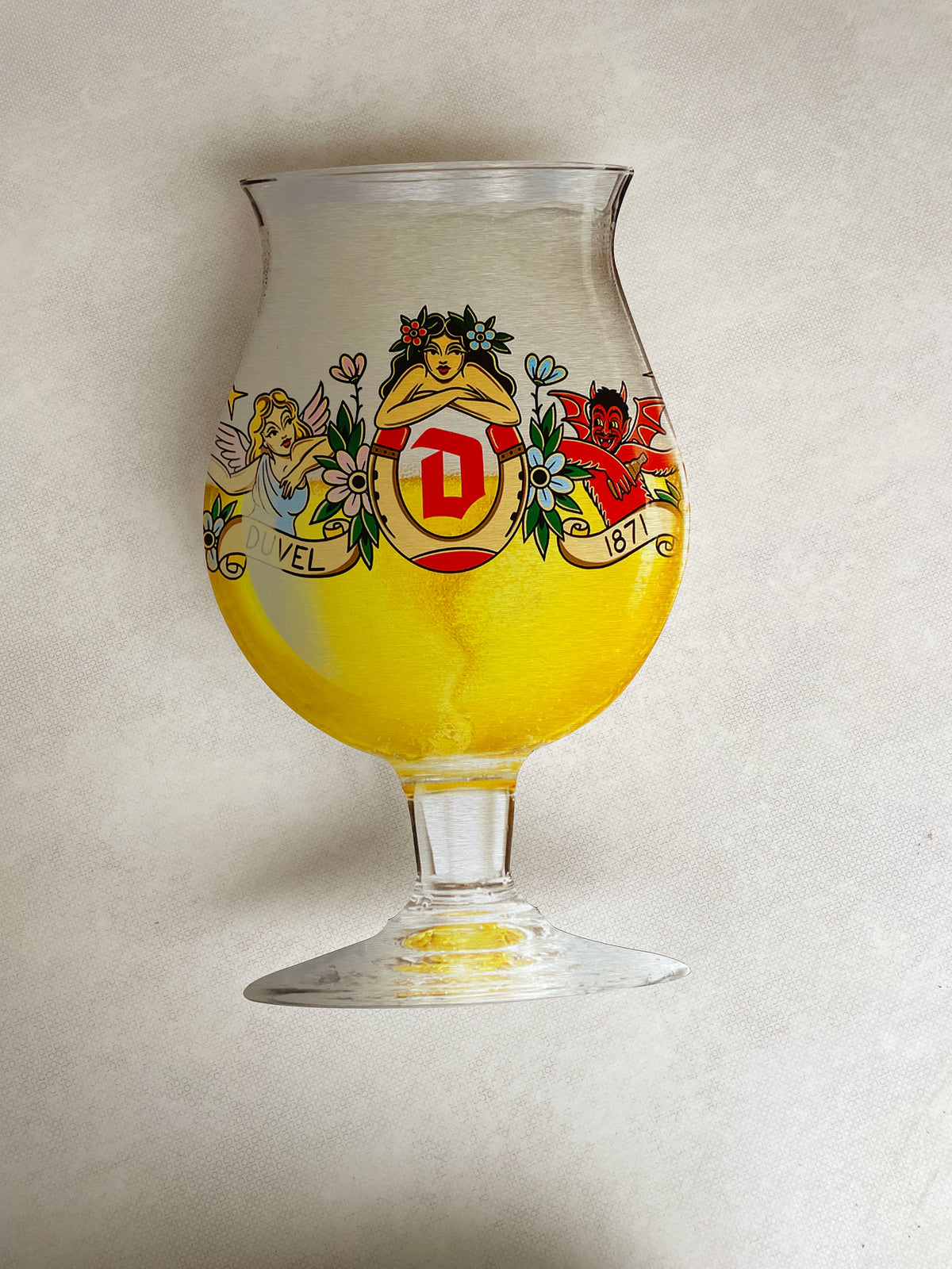 Reclamebord Duvel bierglas bord groot, aluminium, 33x57 cm
