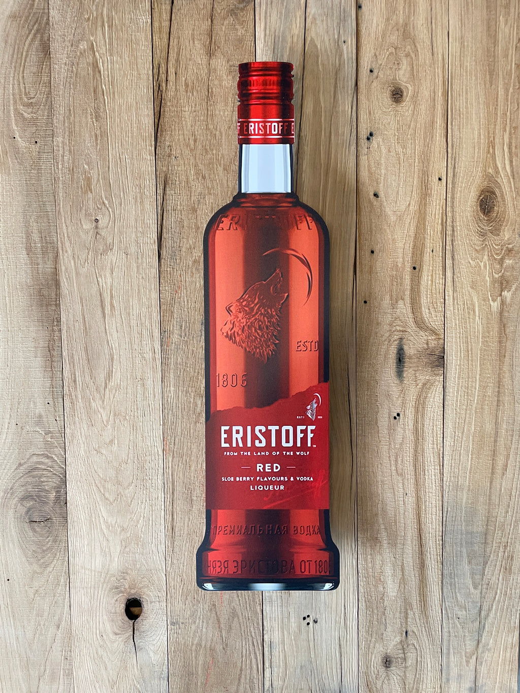 Reclamebord Eristoff Red vodka fles groot, 70cm, aluminium