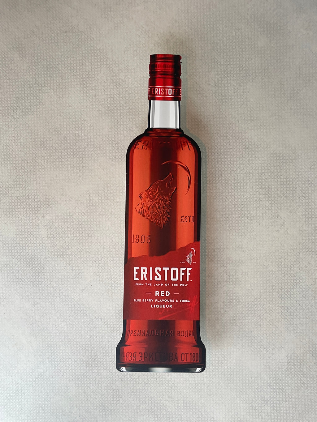 Reclamebord Eristoff Red vodka fles groot, 70cm, aluminium