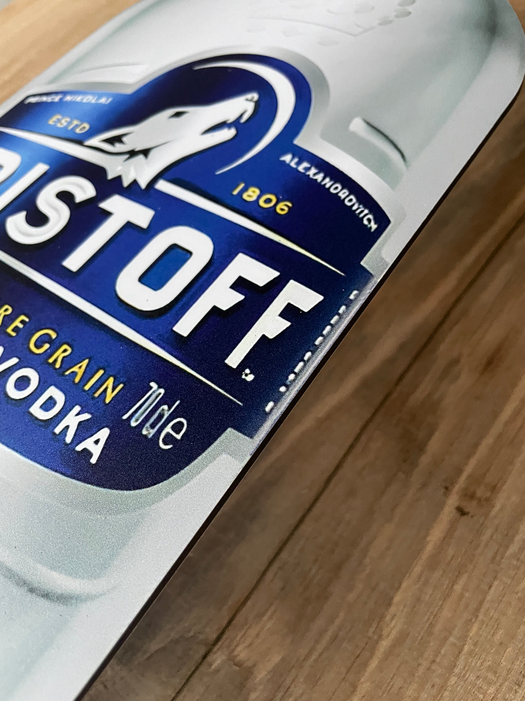 Reclamebord Eristoff Vodka blue fles groot, 70cm, aluminium