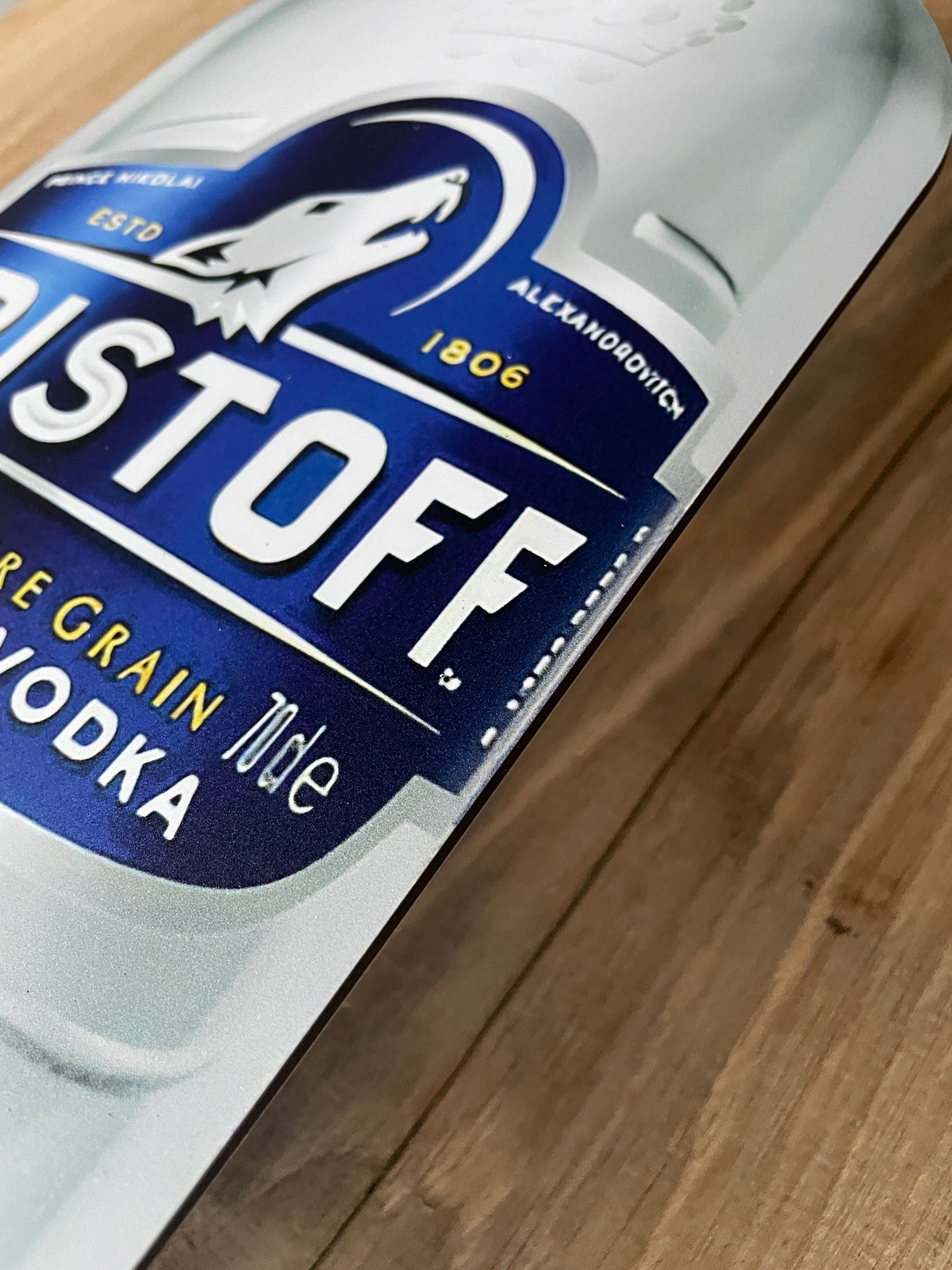 Reclamebord Eristoff Vodka blue fles groot, 70cm, aluminium