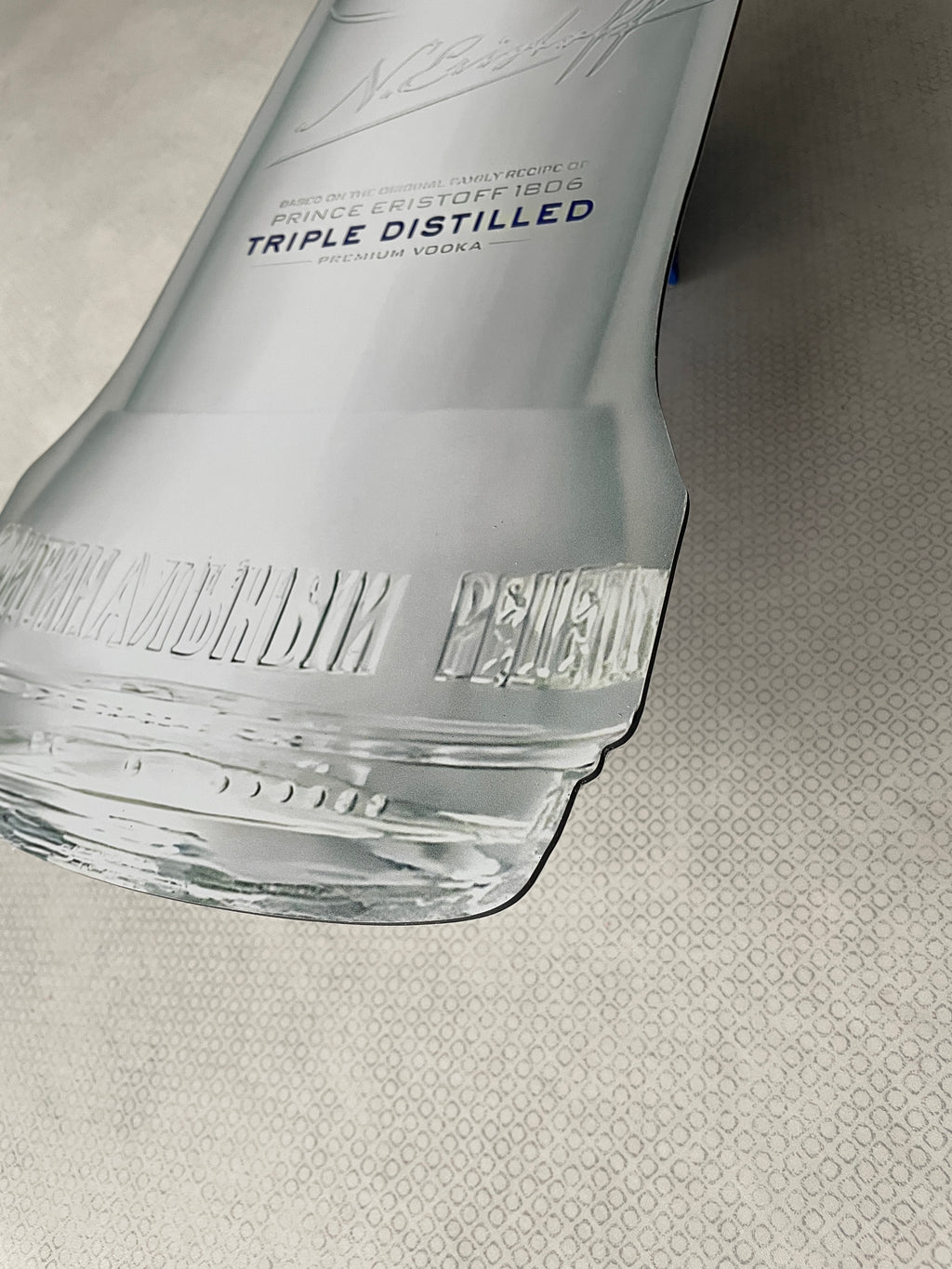 Reclamebord Eristoff Vodka blue fles groot, 70cm, aluminium
