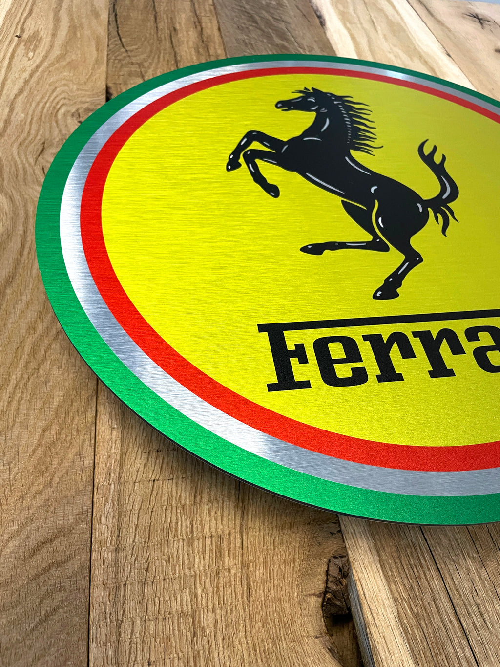 Reclamebord Ferrari rond logo embleem, aluminium, aluminium