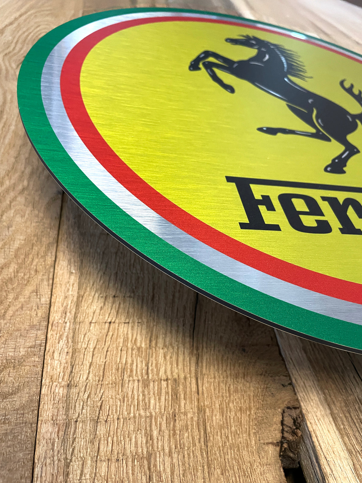 Reclamebord Ferrari rond logo embleem, aluminium, aluminium