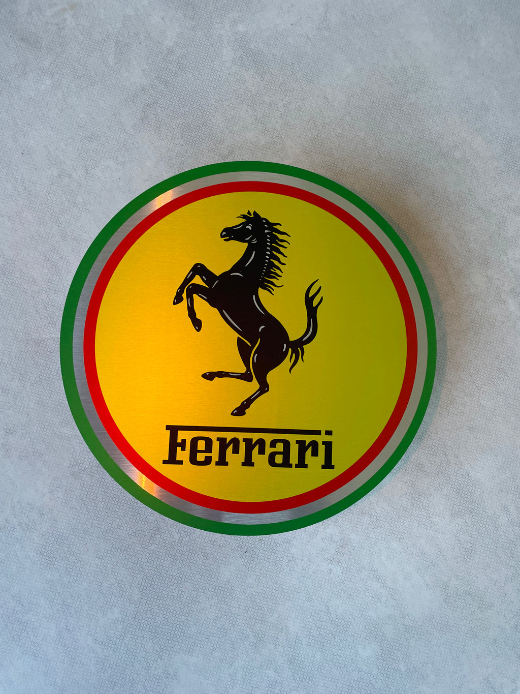 Reclamebord Ferrari rond logo embleem, aluminium, aluminium