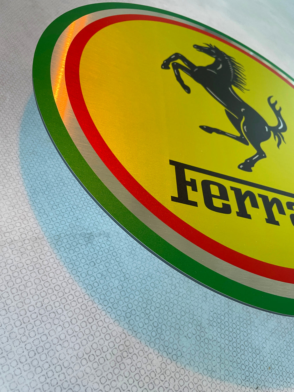 Reclamebord Ferrari rond logo embleem, aluminium, aluminium