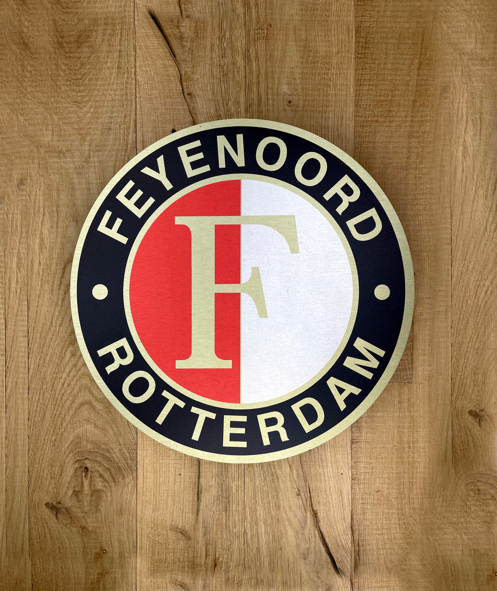 Reclamebord Feyenoord logo, aluminium, rvs look, 40x40 cm