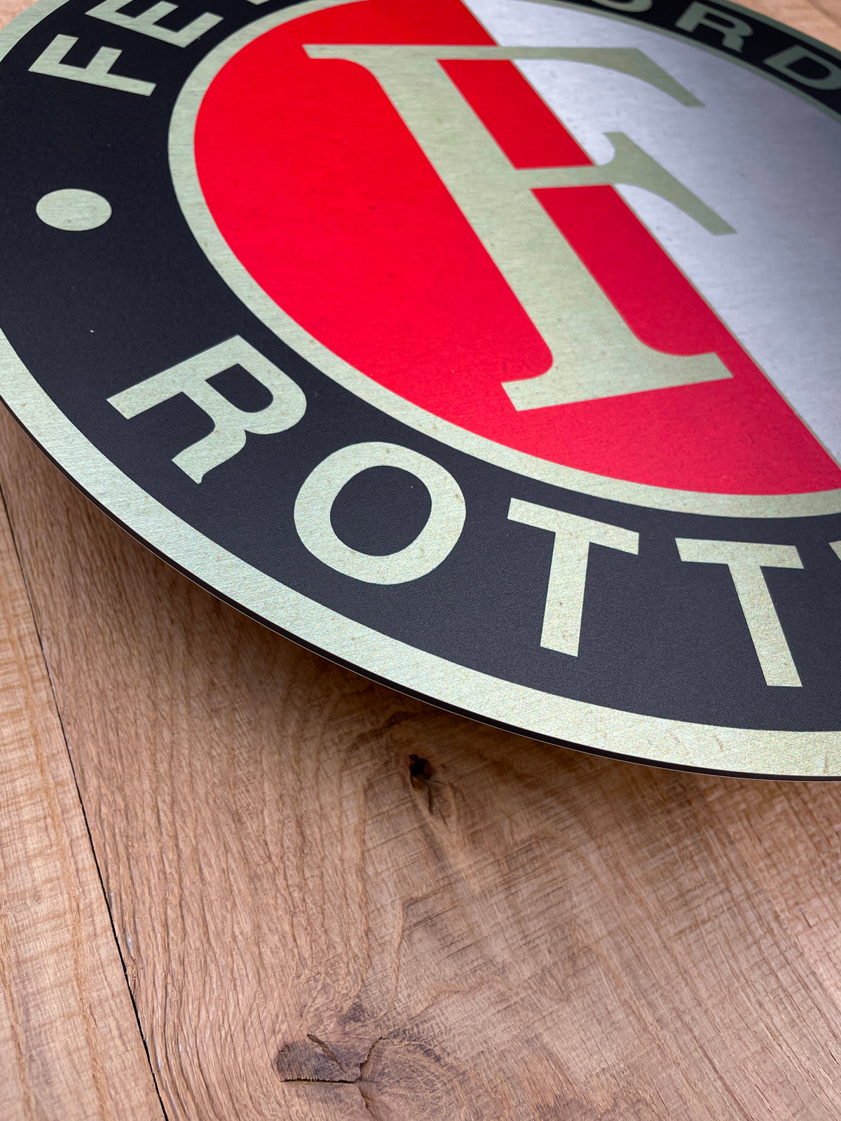 Reclamebord Feyenoord logo, aluminium, rvs look, 40x40 cm