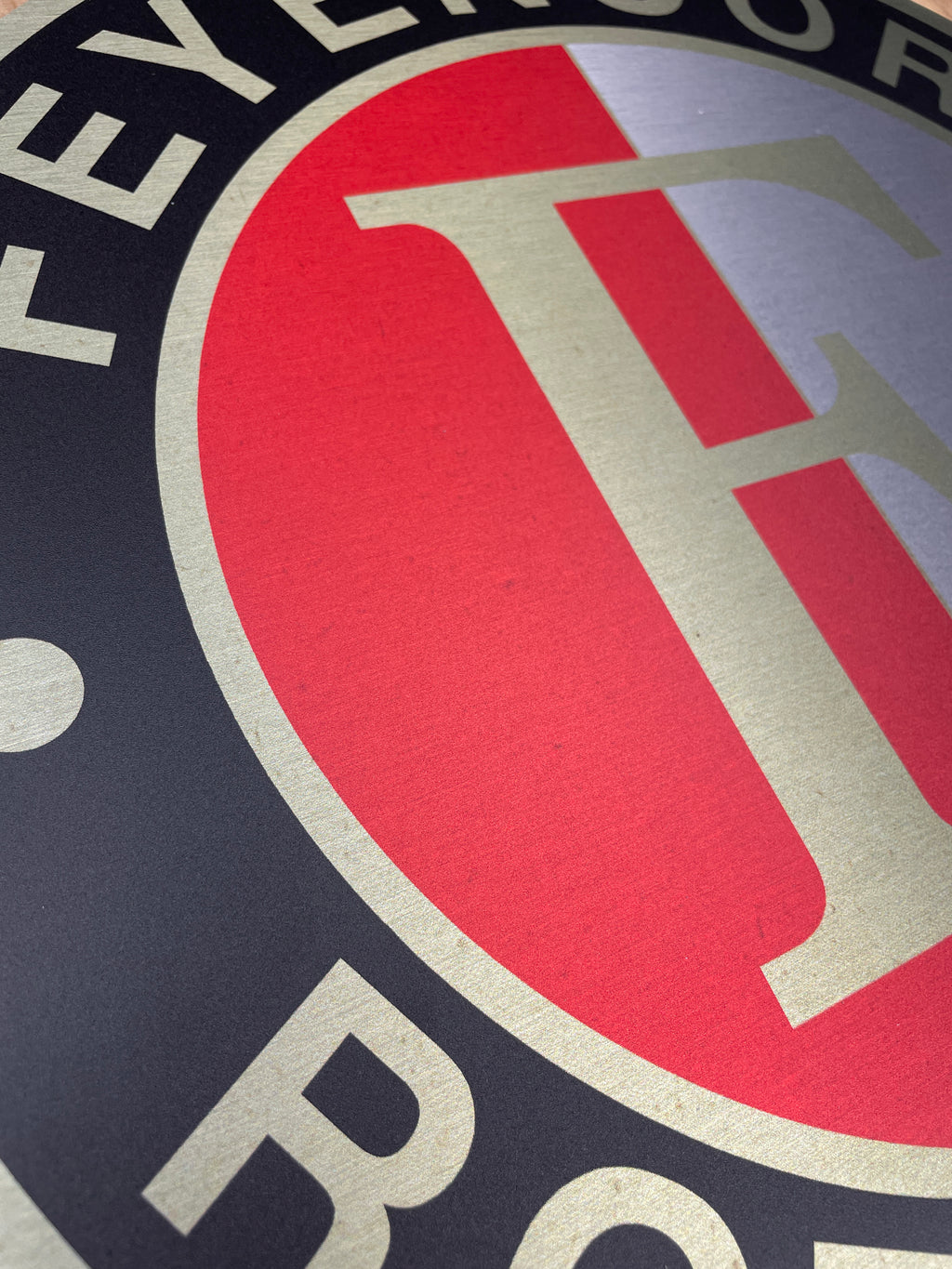 Reclamebord Feyenoord logo, aluminium, rvs look, 40x40 cm
