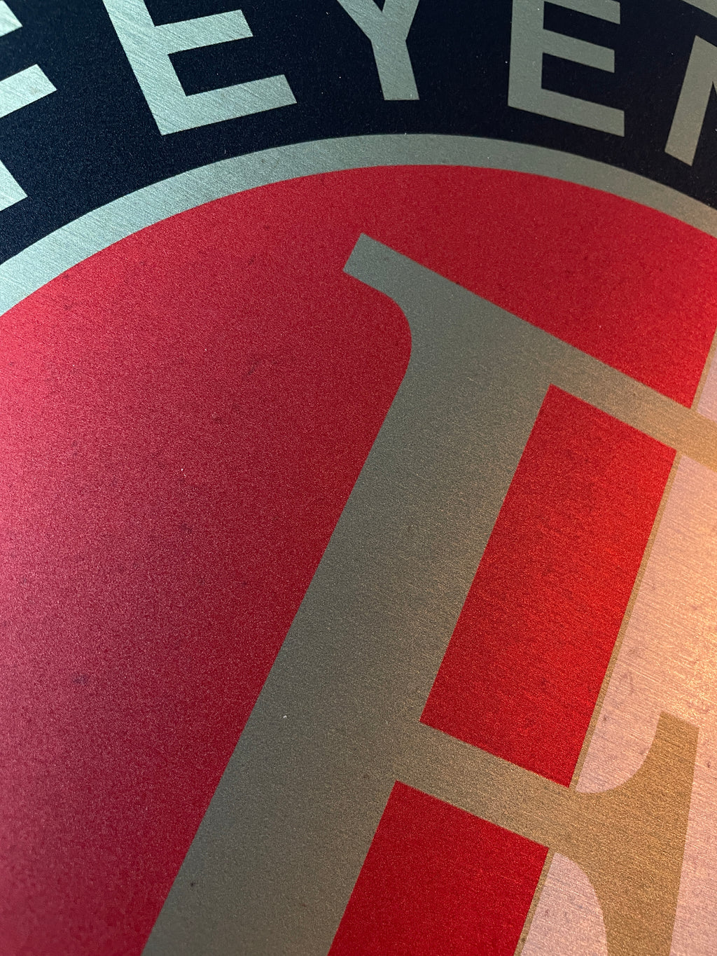 Reclamebord Feyenoord logo, aluminium, rvs look, 40x40 cm