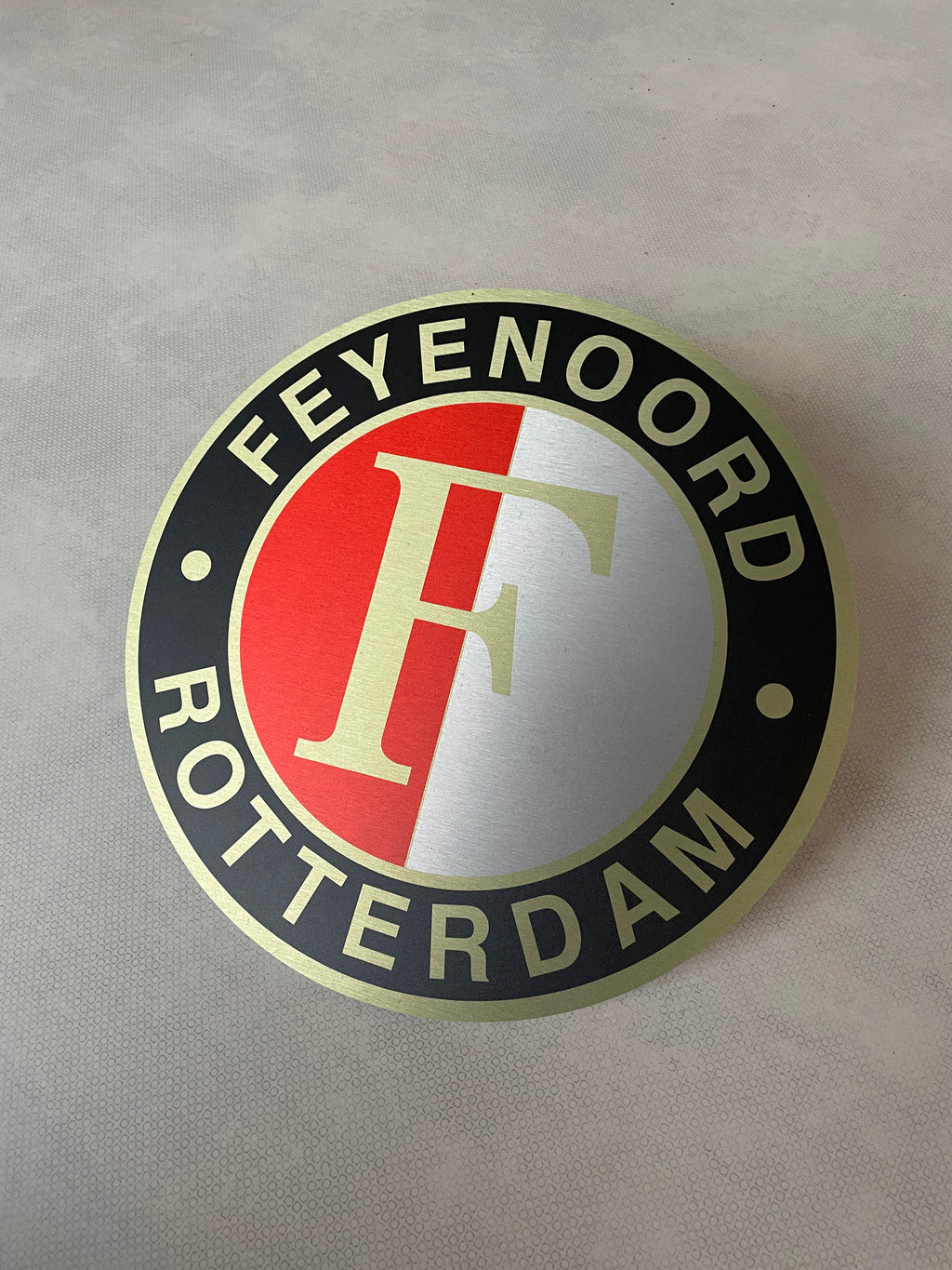 Reclamebord Feyenoord logo, aluminium, rvs look, 40x40 cm