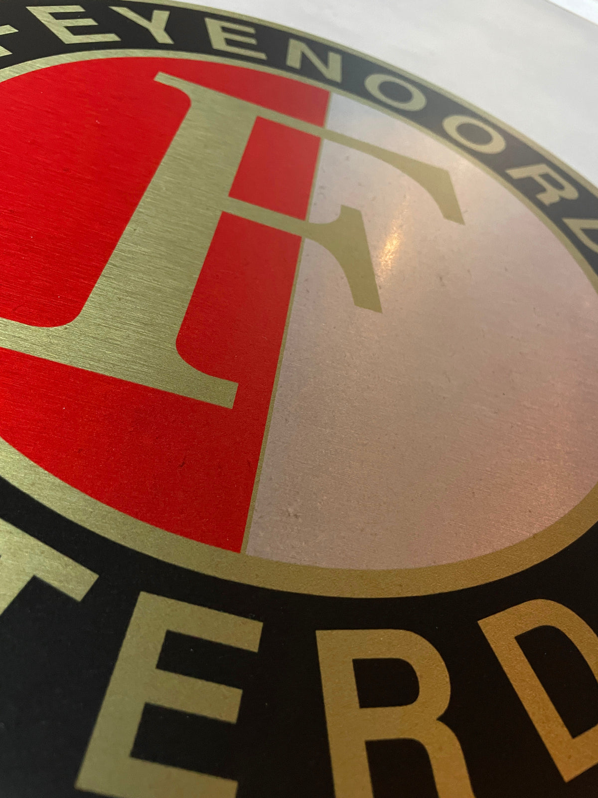 Reclamebord Feyenoord logo, aluminium, rvs look, 40x40 cm