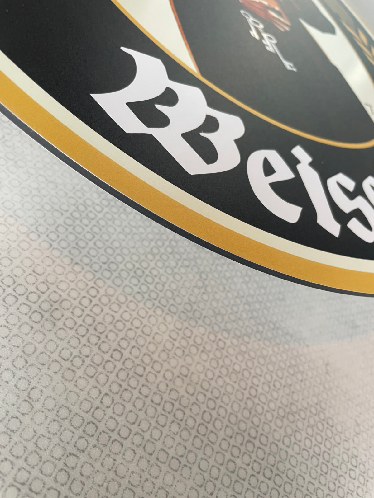 Reclamebord Franziskaner logo label, 40x50cm, aluminium