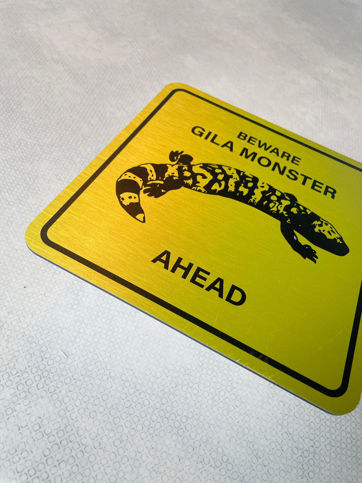 Waarschuwingsbord Gila Monster logo, aluminium, 20x20 cm