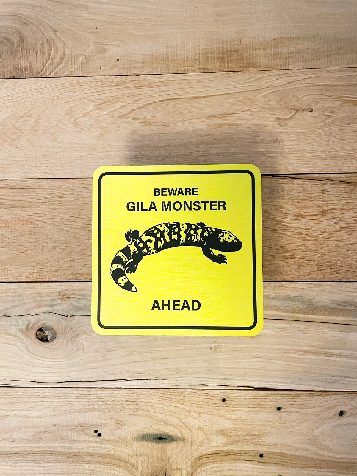 Waarschuwingsbord Gila Monster logo, aluminium, 20x20 cm