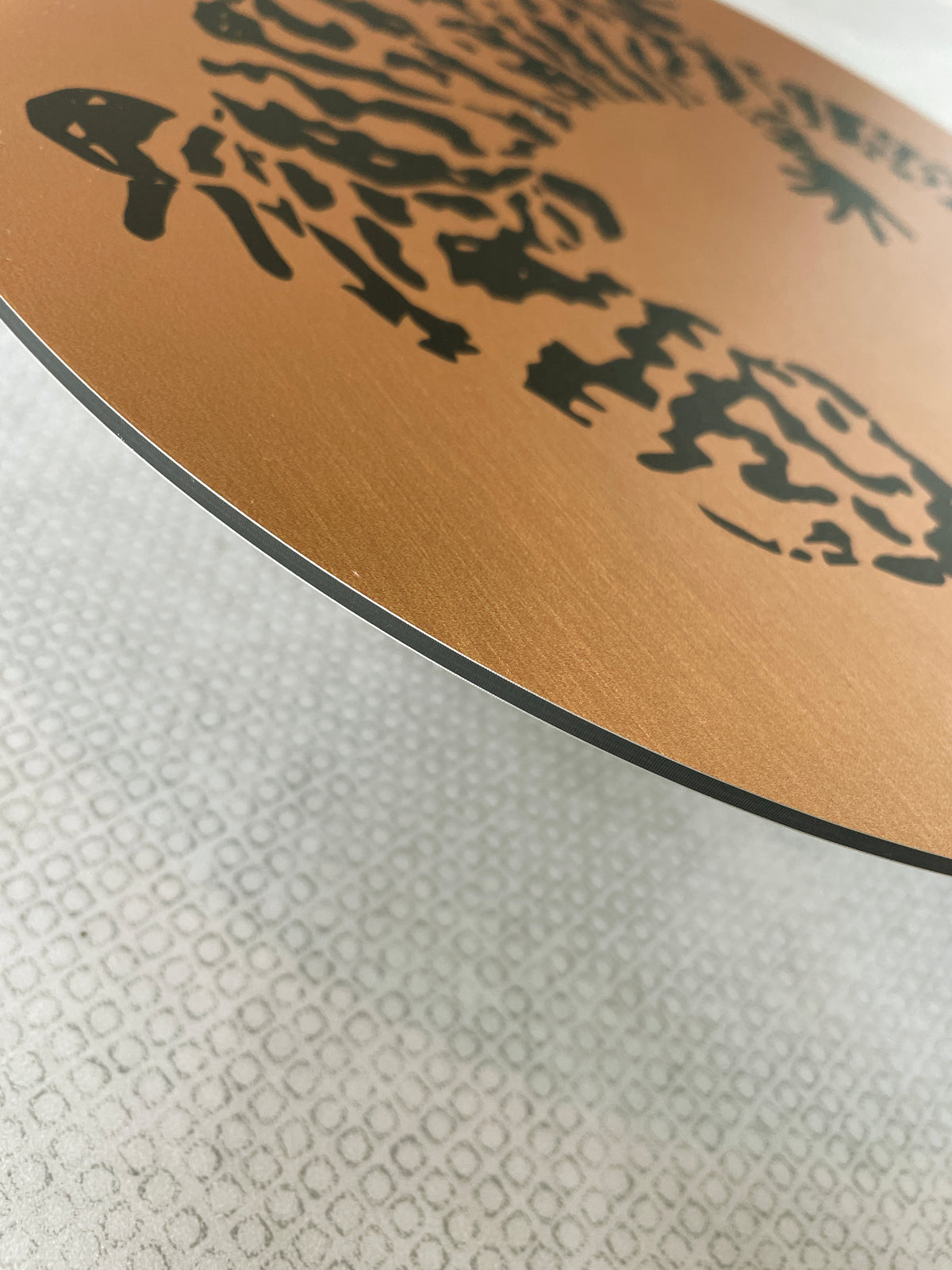 Bord Gila Monster rond glanzend aluminium logo, 30x30 cm