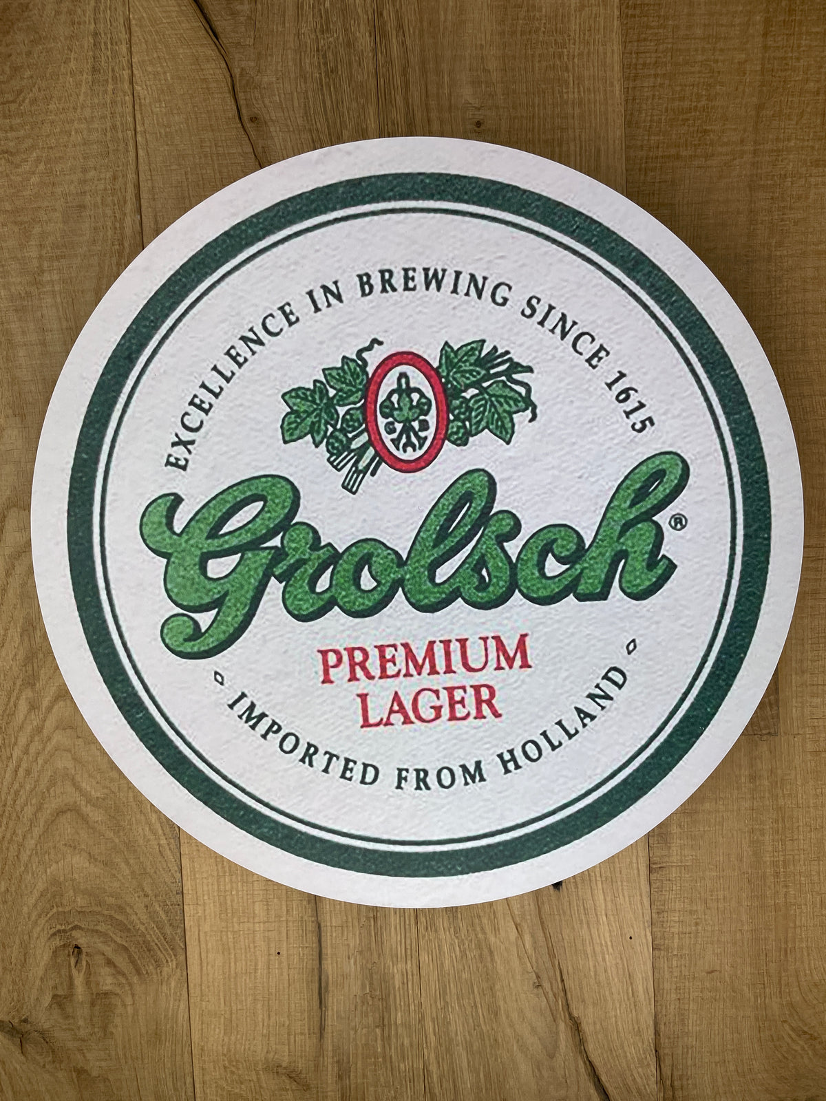 Reclamebord Grolsch bier logo reclame bord, afmeting 40x40cm