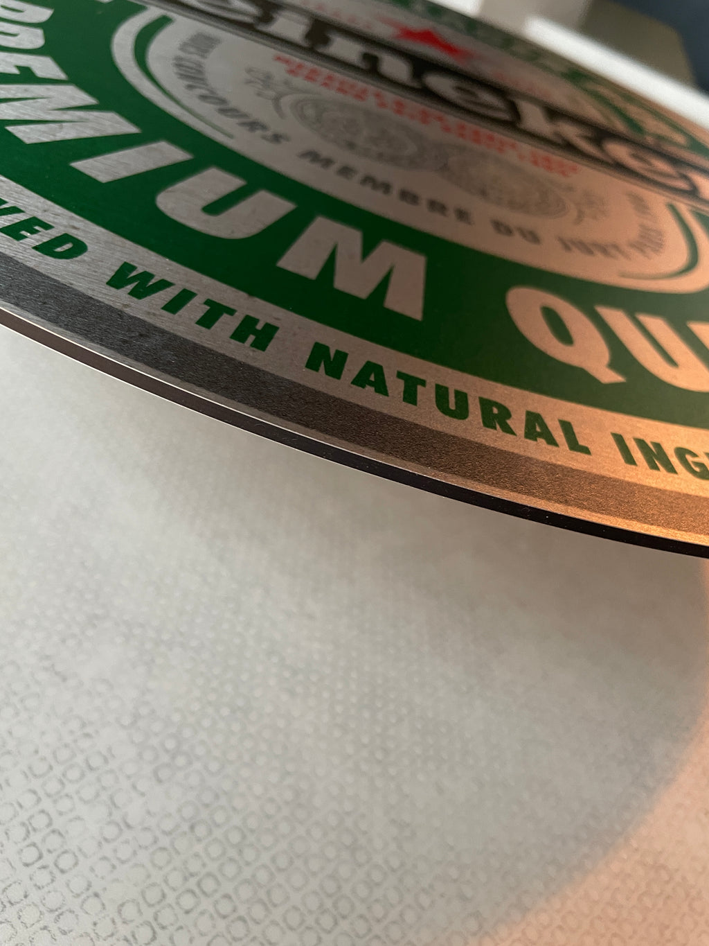 Reclamebord Heineken bier etiket, aluminium, 40x49cm