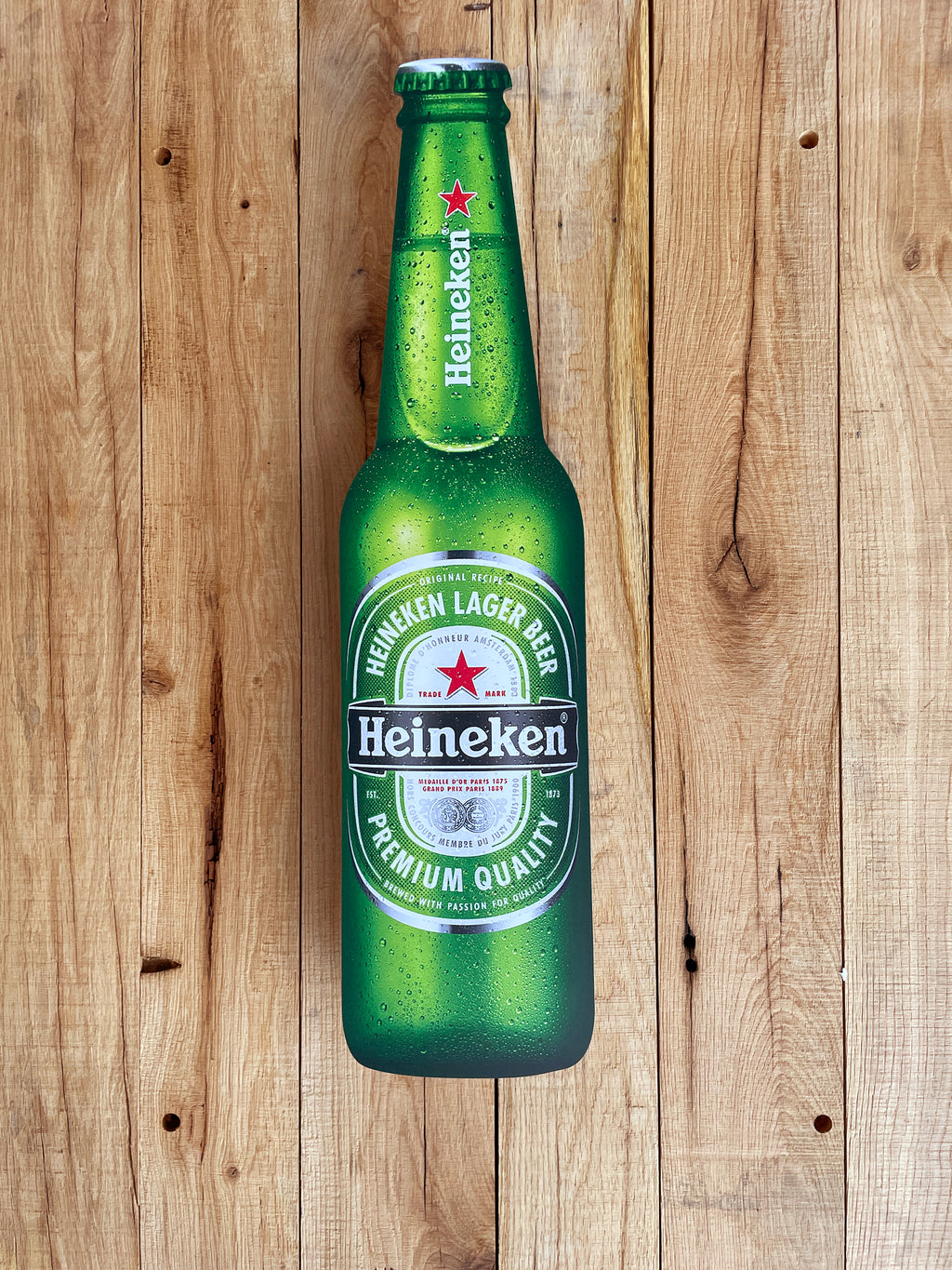Reclamebord fles Heineken in vorm bierfles groot, 20x70cm