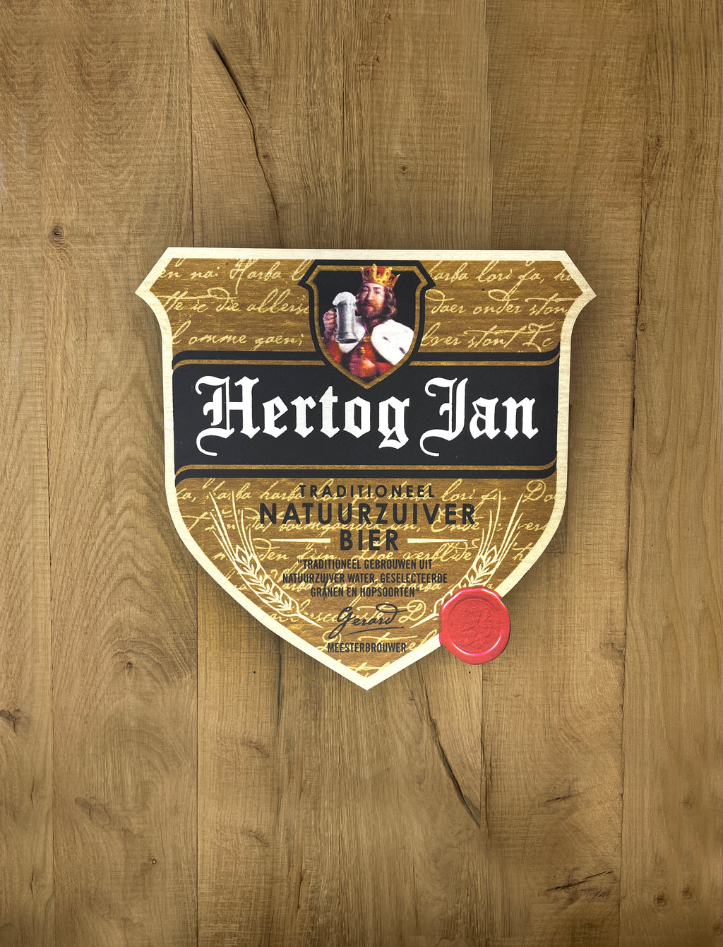 Reclamebord Hertog Jan bier logoschild etiket, 40x40 cm