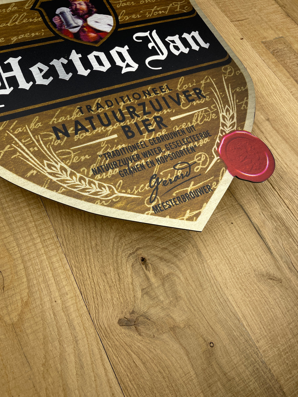 Reclamebord Hertog Jan bier logoschild etiket, 40x40 cm