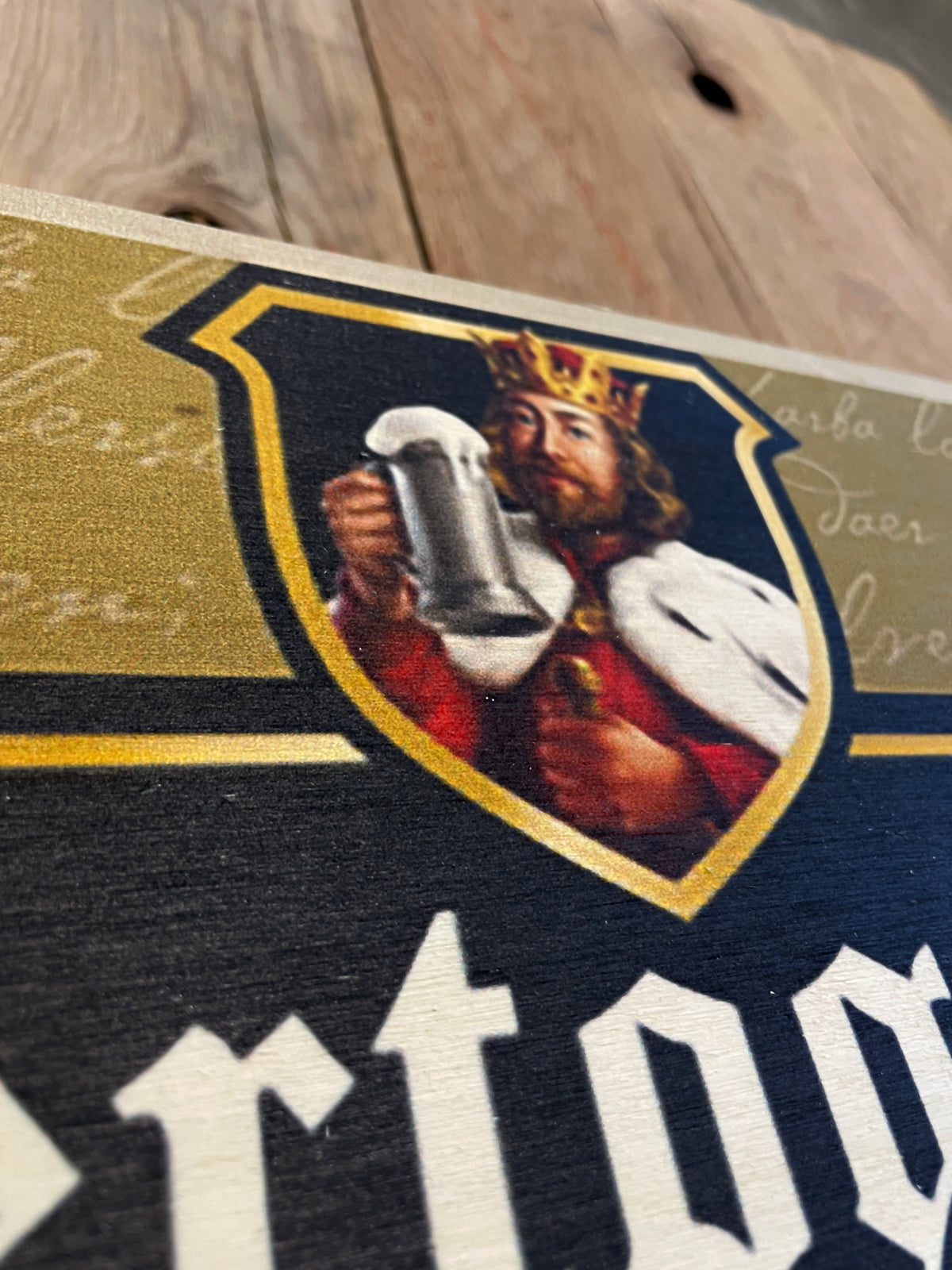 Reclamebord hout Hertog Jan bier logoschild etiket,40x40 cm