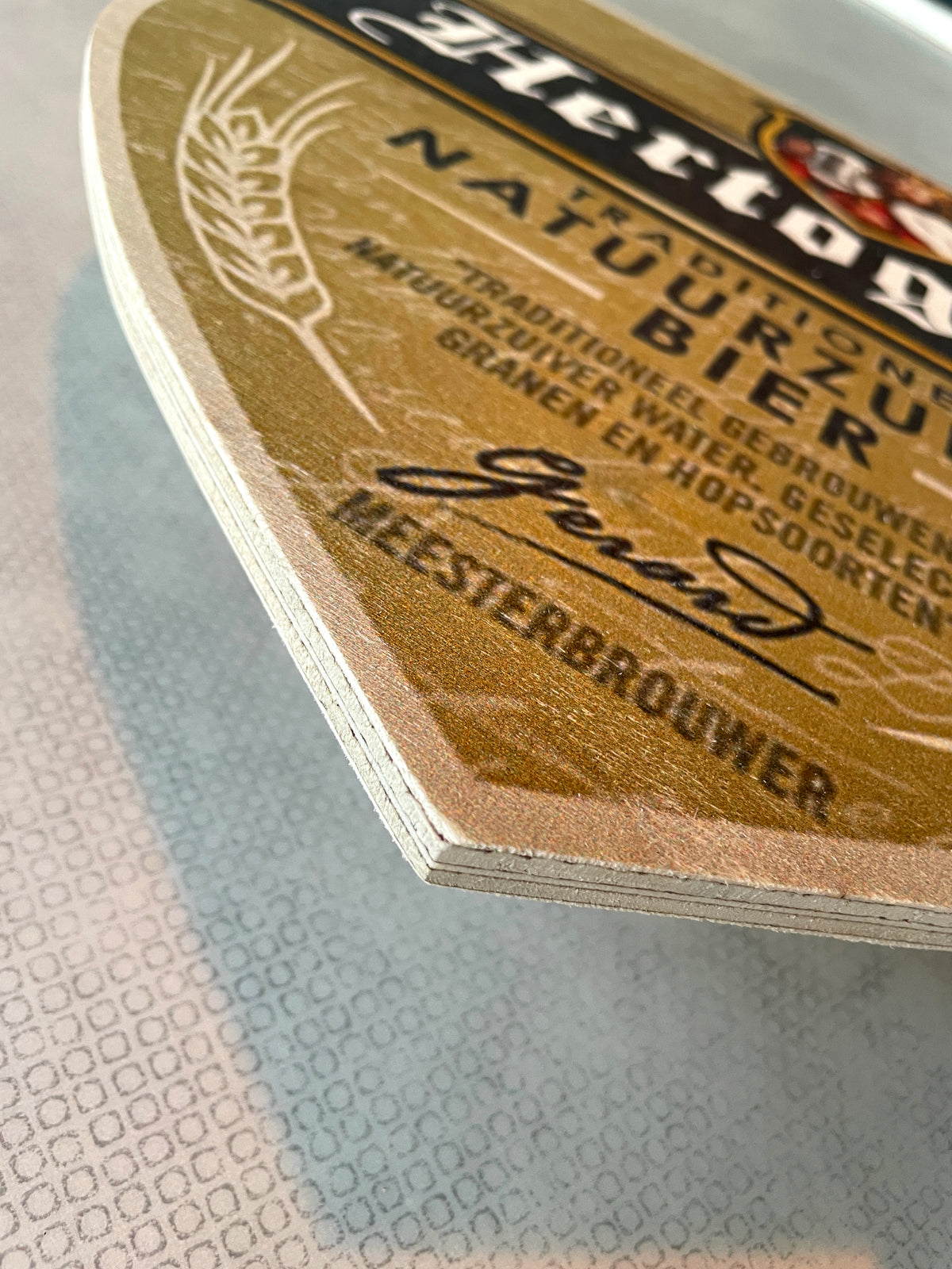 Reclamebord hout Hertog Jan bier logoschild etiket,40x40 cm