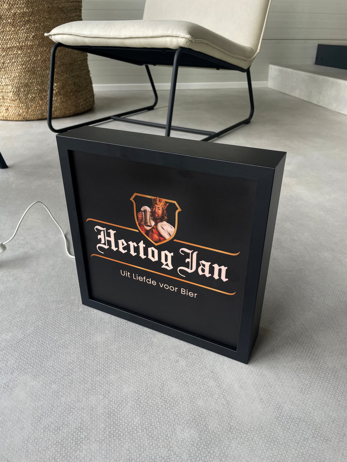 Lichtbak Hertog Jan bier logo reclamebord, 25x25cm, verlicht