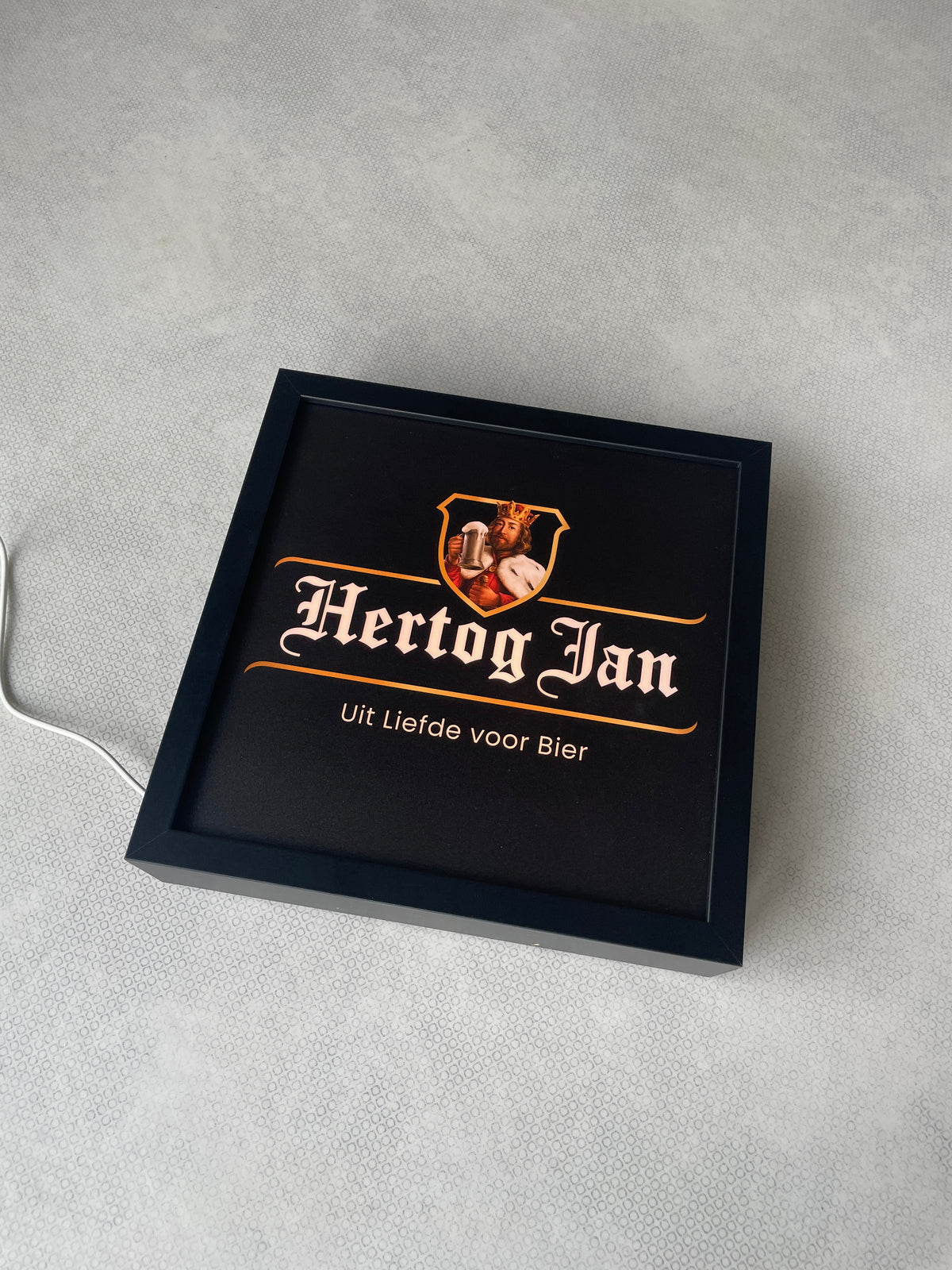 Lichtbak Hertog Jan bier logo reclamebord, 25x25cm, verlicht