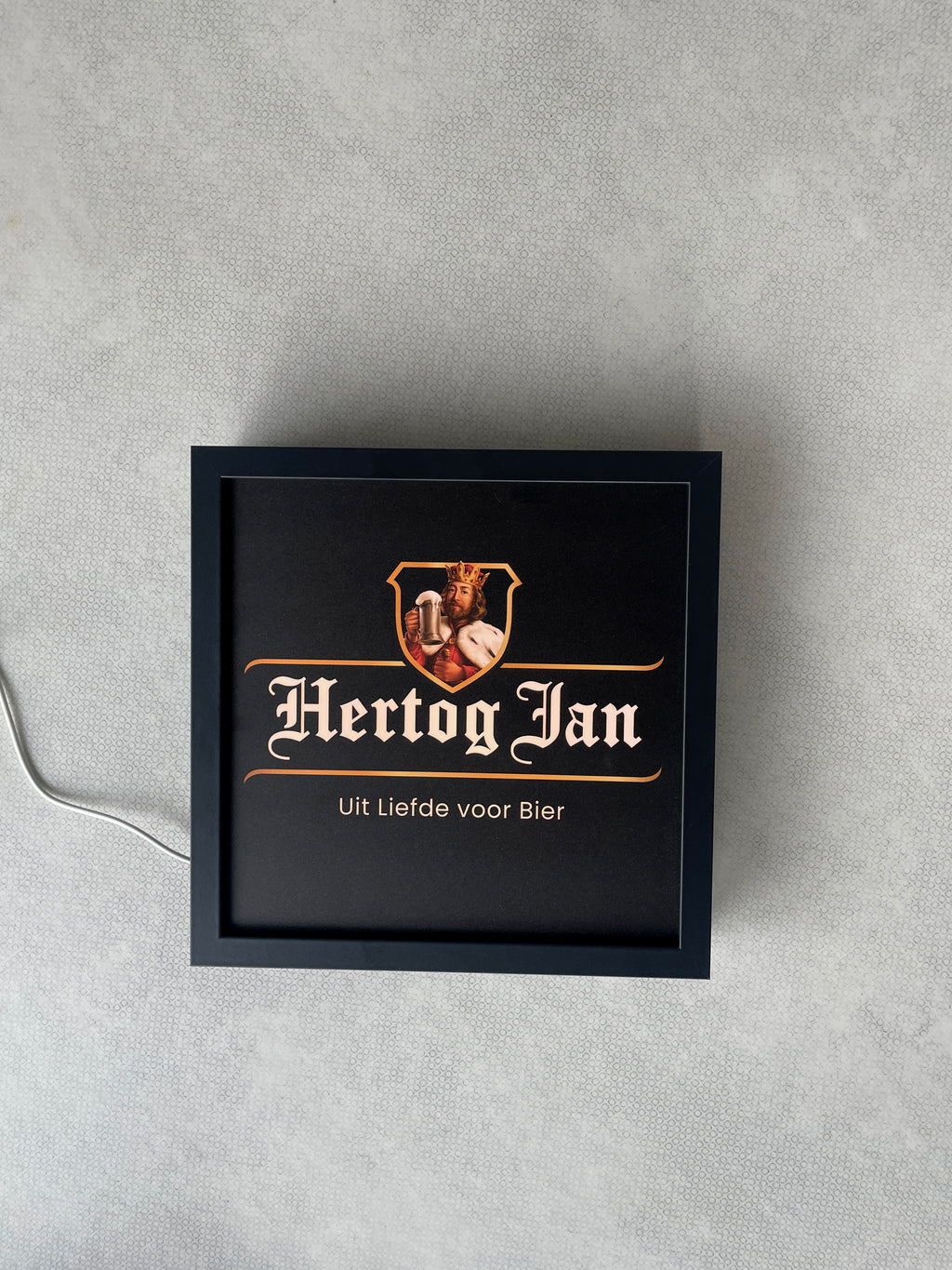 Lichtbak Hertog Jan bier logo reclamebord, 25x25cm, verlicht