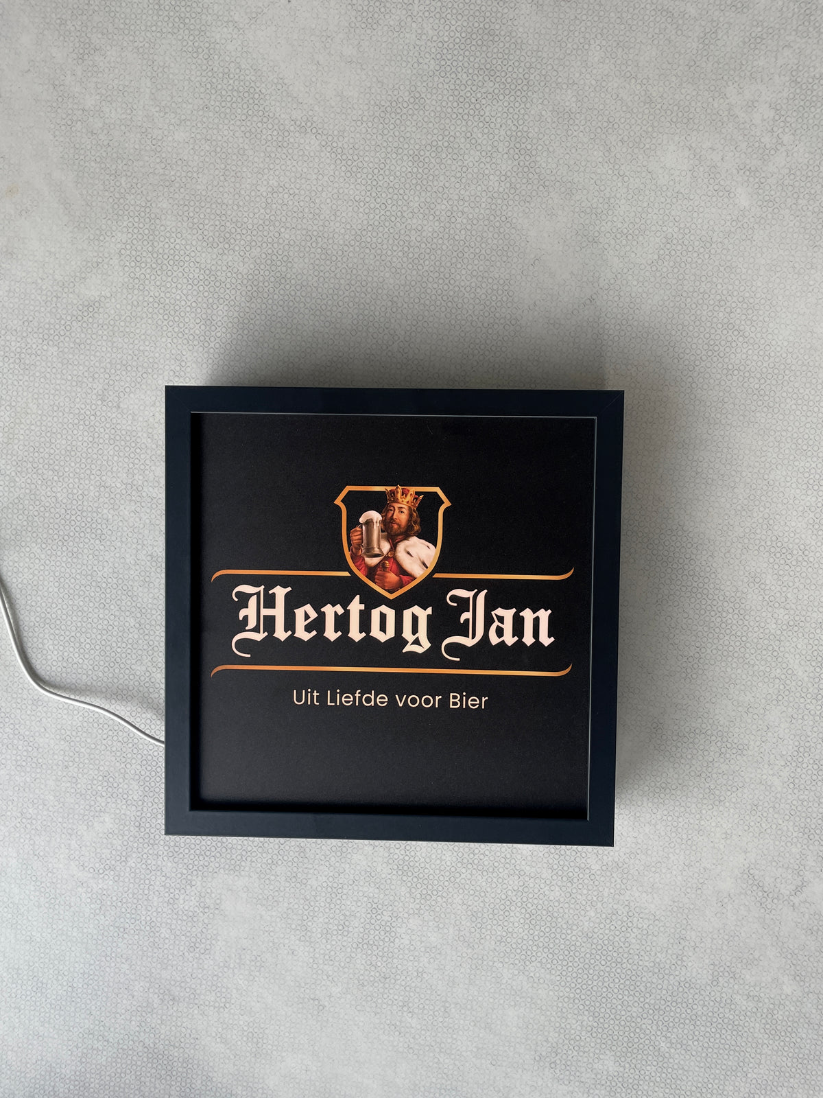 Lichtbak Hertog Jan bier logo reclamebord, 25x25cm, verlicht