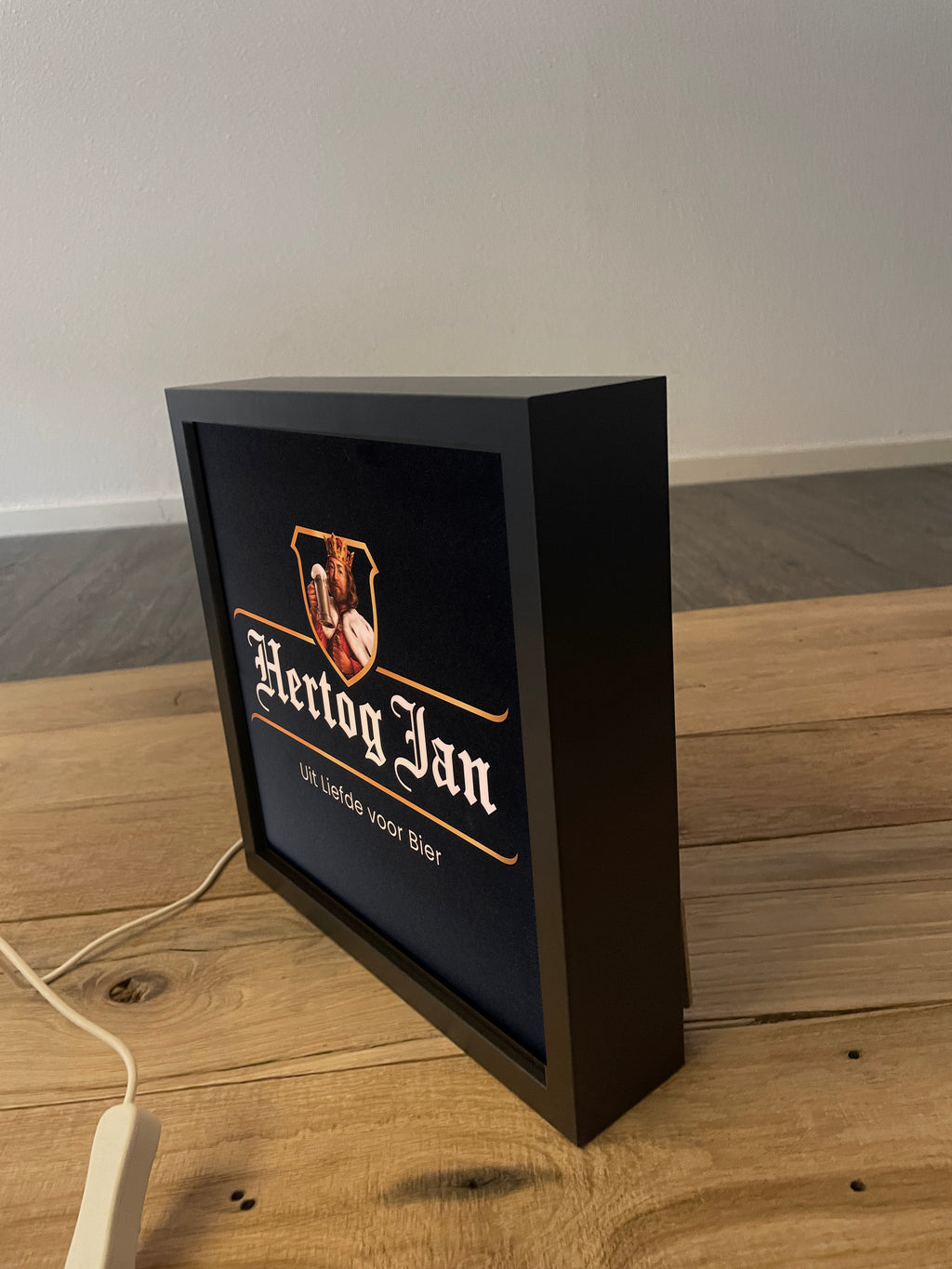 Lichtbak Hertog Jan bier logo reclamebord, 25x25cm, verlicht