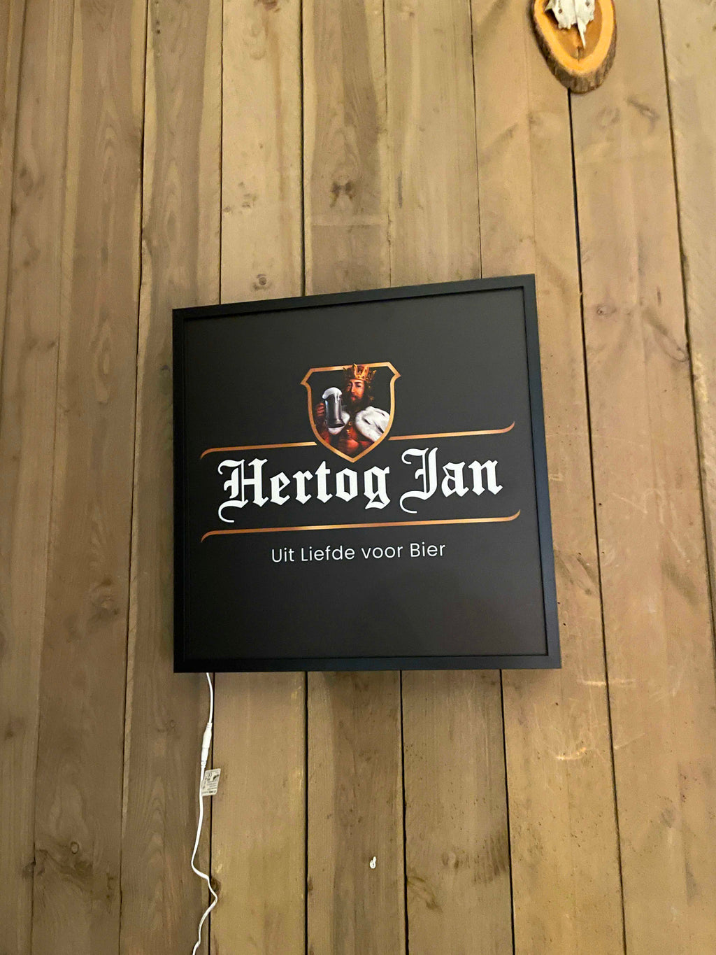 Lichtbak Hertog Jan bier logo reclamebord, 50x50cm verlicht