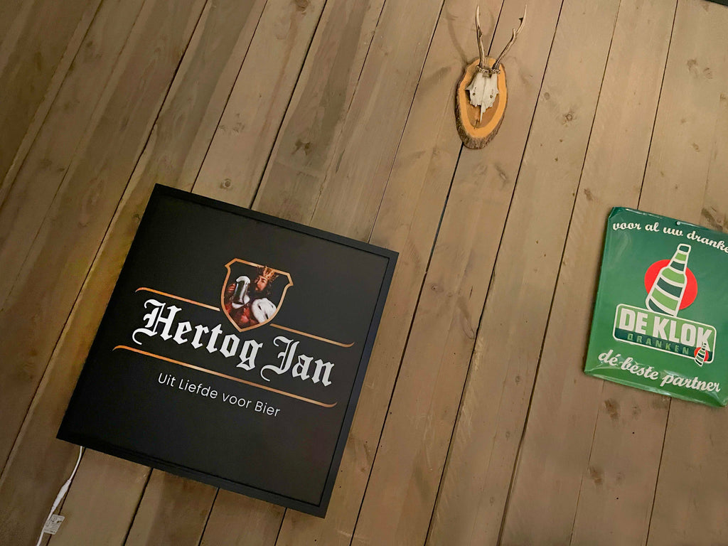 Lichtbak Hertog Jan bier logo reclamebord, 50x50cm verlicht
