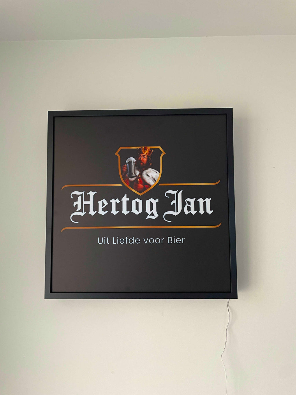 Lichtbak Hertog Jan bier logo reclamebord, 50x50cm verlicht