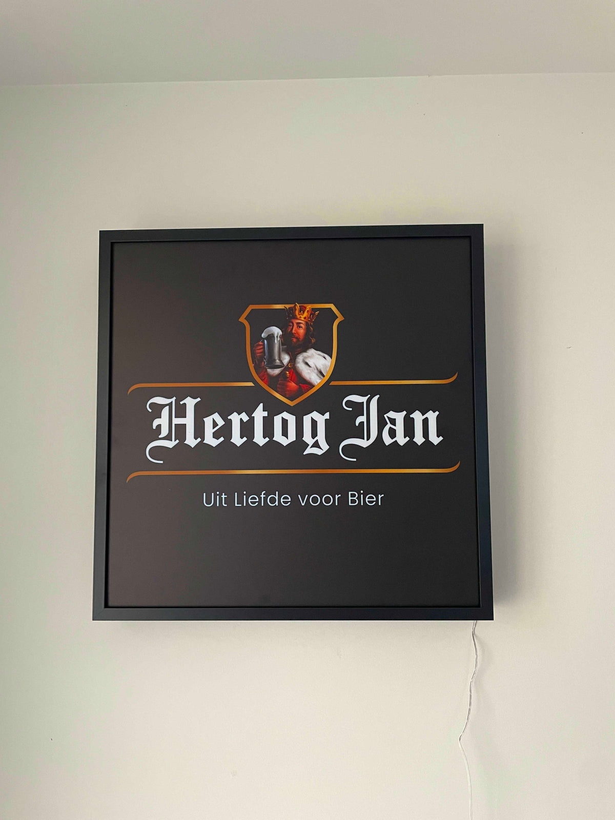 Lichtbak Hertog Jan bier logo reclamebord, 50x50cm verlicht